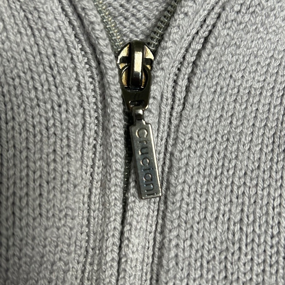 Cruciani for Jared M. Mens Full Zip Up Wool Hoodie Knit Sweater Gray Italy - Picture 6 of 10